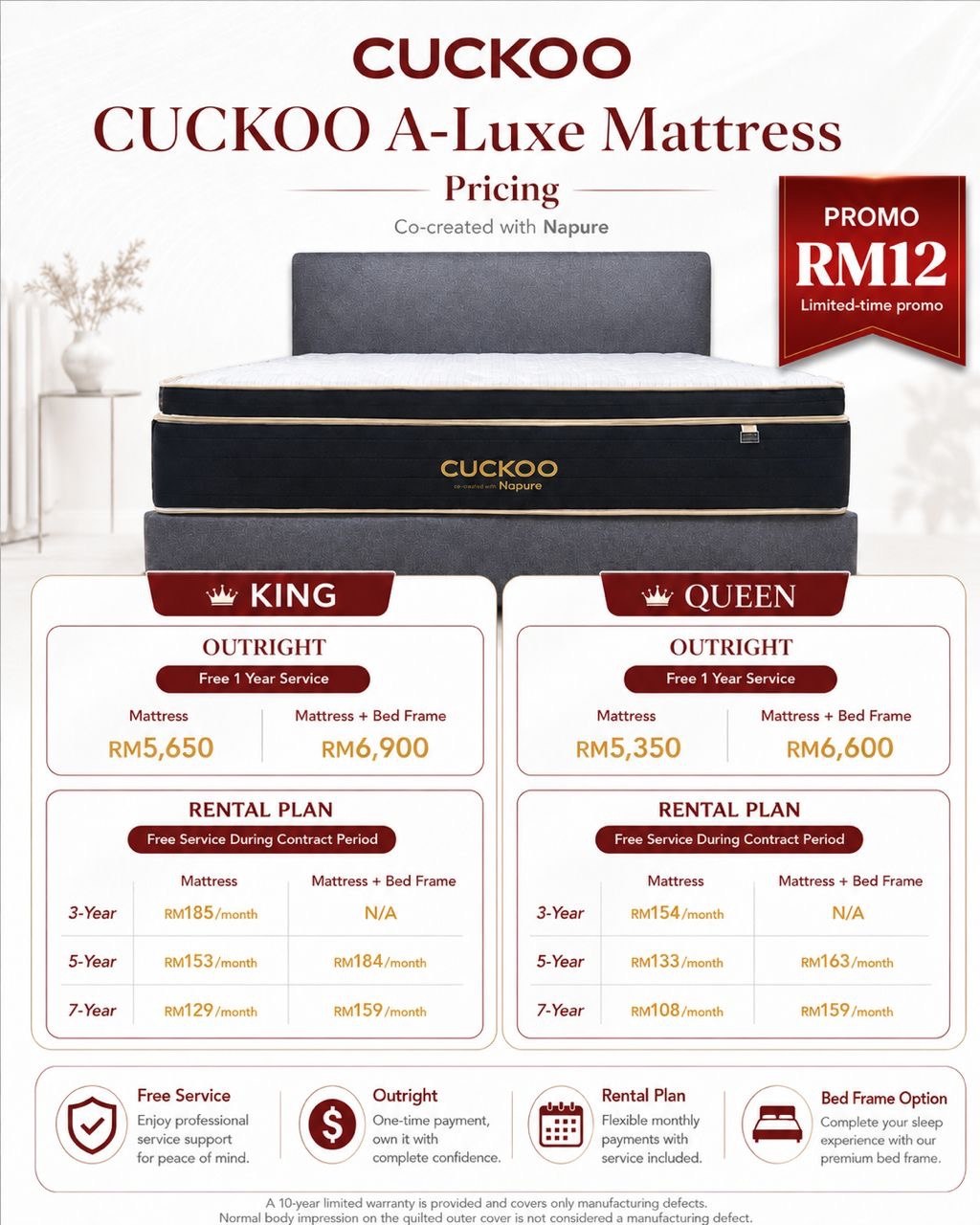 A-Luxe — Pricing (King & Queen, Outright & Rental) + Promo RM12