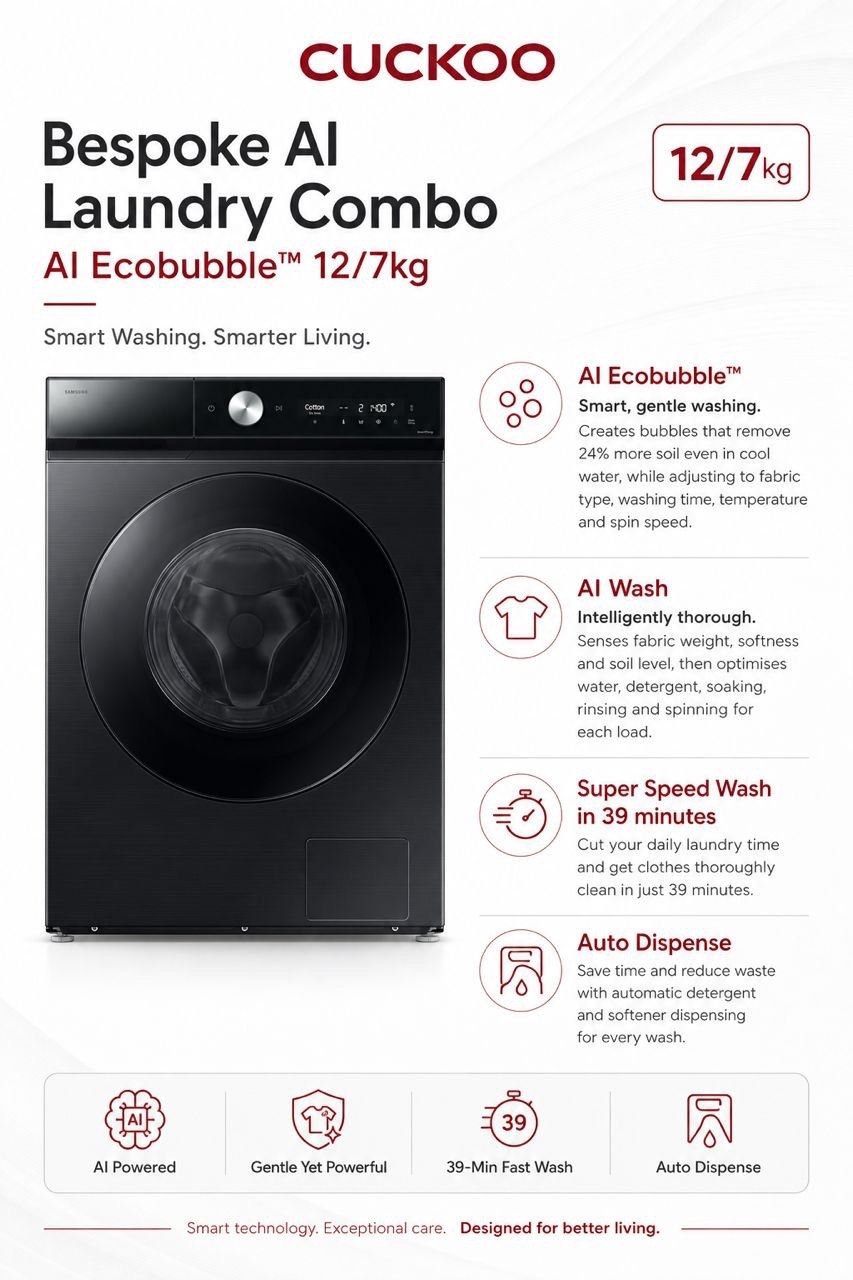 Bespoke AI Laundry Combo — Smart Washing Features