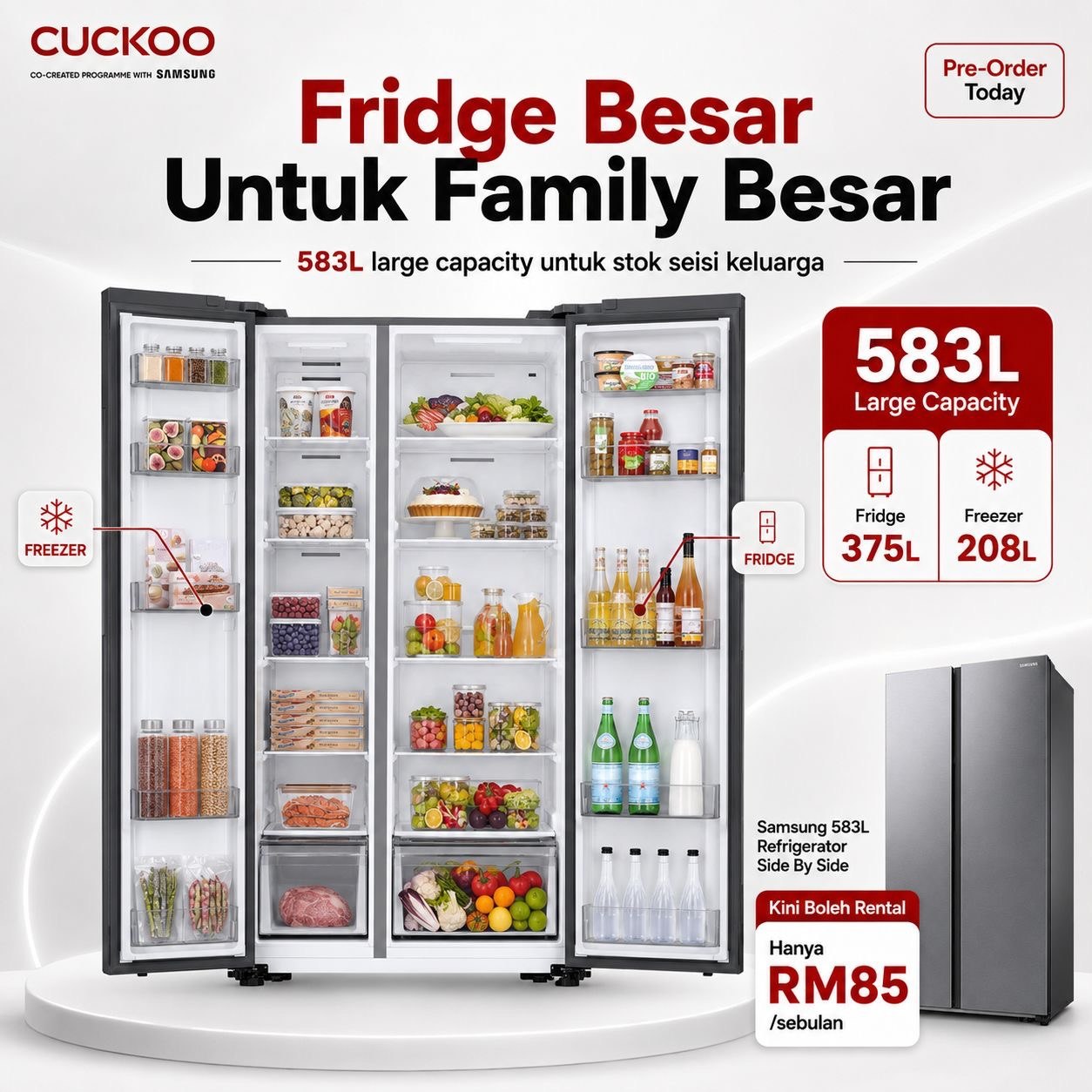Samsung 583L — Fridge Besar Untuk Family Besar